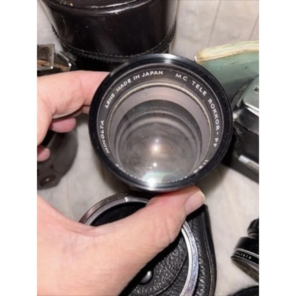 Vintage Minolta SR-7 35mm Camera Bundle - 28mm & 135mm Rokkor Lenses, Manual Lot
